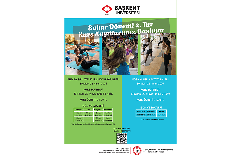 2025-2026 Akademik Yılı Bahar Dönemi 2 .Tur Pilates & Zumba ve Yoga Kurs Kayıtları