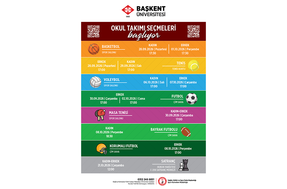 Okul Takım Seçmeleri Başlıyor